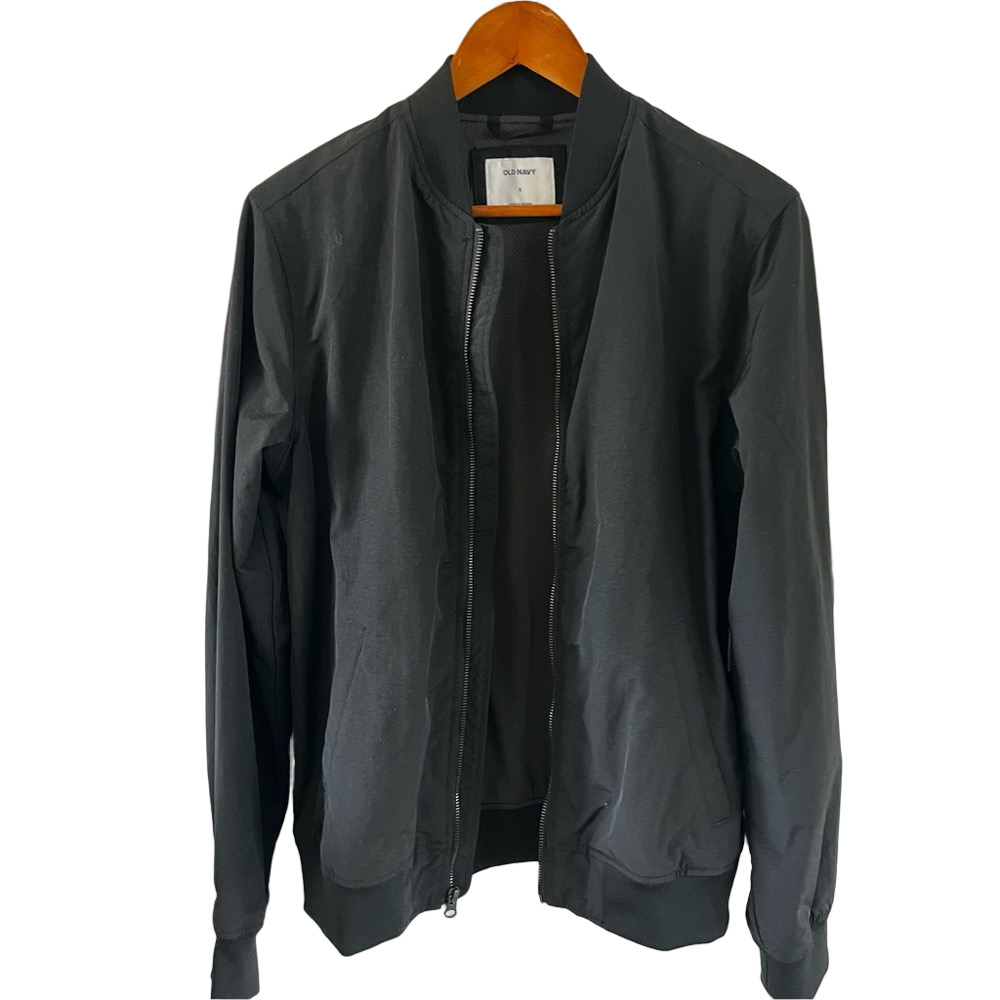 Old Navy Men's Classic Black Bomber Jacket Water and Wind Resistant Men’s Size S - Picture 4 of 11